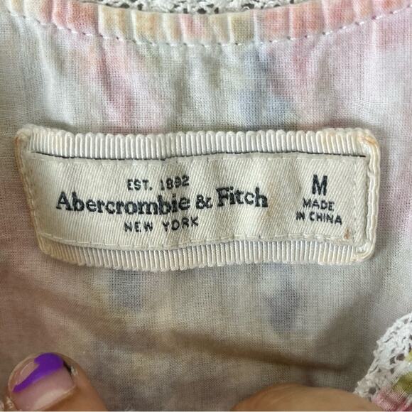 Abercrombie & Fitch Floral Lace Tank Top Y2K Ruffles Women's Medium Vintage - Picture 6 of 9